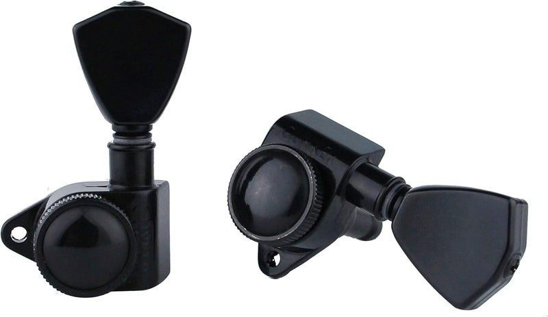 guyker Guitar Locking Tuners (3L + 3R Handed) - 1:21 Models Rear Lock String Tuning Key Pegs Machine Head with Trapezium Handle Replacement for Electric, Folk or Acoustic Guitars - Black - Image 5