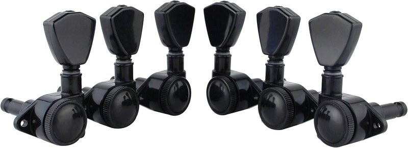 guyker Guitar Locking Tuners (3L + 3R Handed) - 1:21 Models Rear Lock String Tuning Key Pegs Machine Head with Trapezium Handle Replacement for Electric, Folk or Acoustic Guitars - Black - Image 2