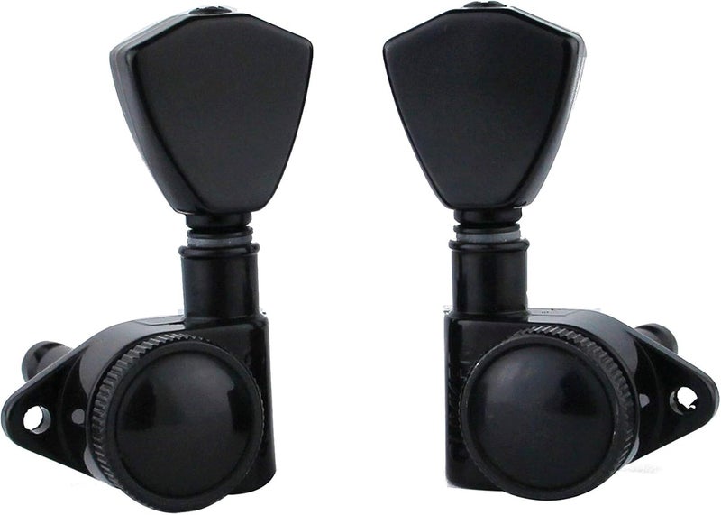 guyker Guitar Locking Tuners (3L + 3R Handed) - 1:21 Models Rear Lock String Tuning Key Pegs Machine Head with Trapezium Handle Replacement for Electric, Folk or Acoustic Guitars - Black - Image 4
