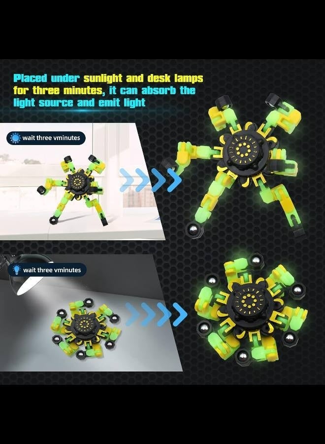 4 Pcs Fidget Spinners Glow in The Dark, Fingertip Gyro DIY Deformable Robot Funny Sensory Fidget Toys Decompression Spinner Birthday Gifts Classroom Prizes Party Favors for Kids Adults - Image 4