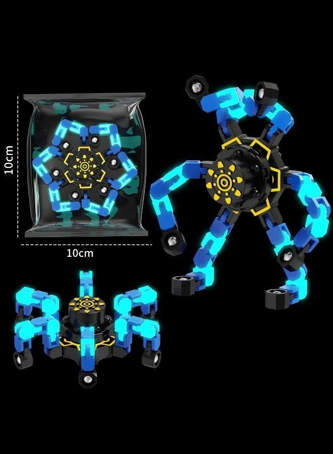 4 Pcs Fidget Spinners Glow in The Dark, Fingertip Gyro DIY Deformable Robot Funny Sensory Fidget Toys Decompression Spinner Birthday Gifts Classroom Prizes Party Favors for Kids Adults - Image 3