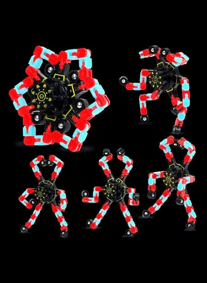 4 Pcs Fidget Spinners Glow in The Dark, Fingertip Gyro DIY Deformable Robot Funny Sensory Fidget Toys Decompression Spinner Birthday Gifts Classroom Prizes Party Favors for Kids Adults - Image 2