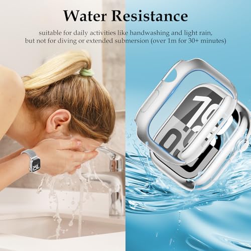 Vigamen Waterproof Stainless Steel Milanese Band with Case Compatible with Apple Watch Bands for Women Men 46mm,Magnetic Metal Wrist Straps for iWatch Series 10 11,Breathable,Adjustable,Silver - Image 3