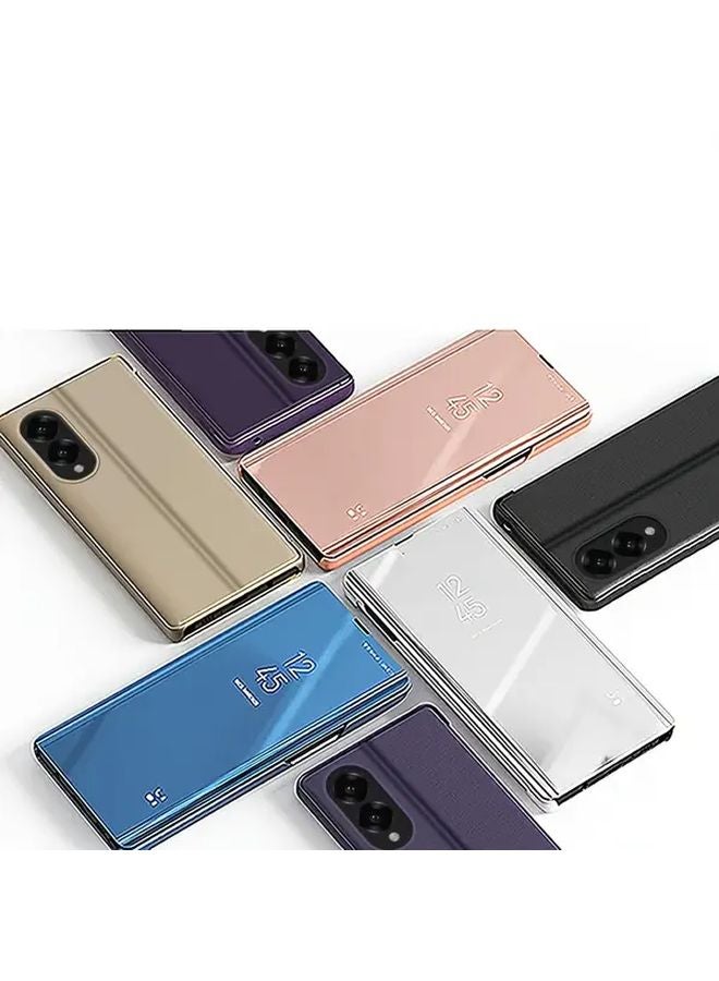 Blue Vertical Mirror Flip Phone Case for Samsung Galaxy A15 5G Protective Hard PC Cover - Image 2