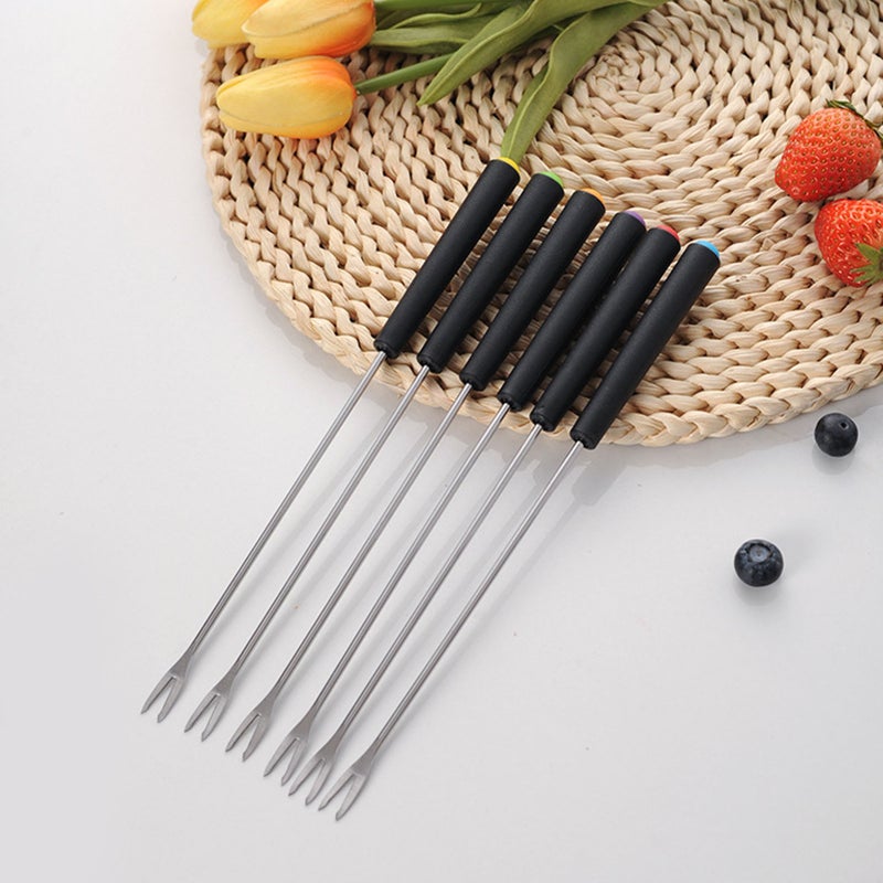 6 Pcs Fondue Forks Stainless Steel Corrosion Resistant Long Forks for Cake Chocolate Fruits Cheese Fondue - Image 2