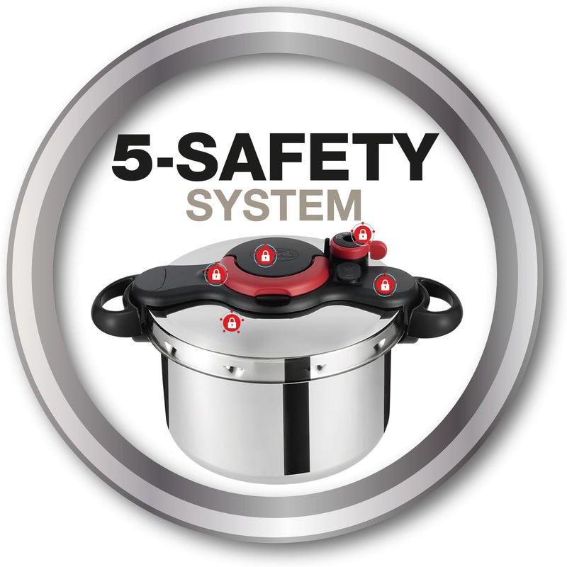 T-fal TEFAL Pressure Cooker | ClipsoMinut’ Easy 6L | Stainless steel |Express Cooking | Vitamins Preserved | One-Handed Opening/Closing | Safe | Made in France | 2 Years Warranty | P4620768 - Image 2