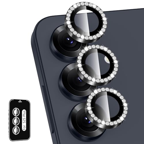 Avocase for Samsung Galaxy S25 Plus Camera Lens Protector, Individual Metal Ring Tempered Glass Lens Cover, [Strong Adsorption] Scratch Resistant Ultra-Thin HD Clear Lens Cover, 1 Set-Black Diamond - Image 1