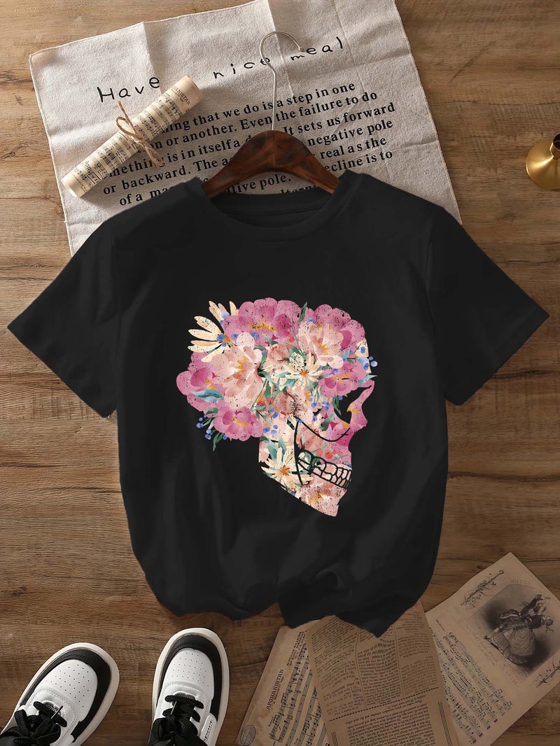 Independent Station Women'S Tops Round Neck Cartoon Printed Short-Sleeved T-Shirt-M - Image 1