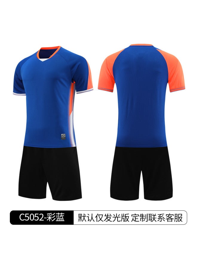 C5052-color Blue Children's Football Game Campus Sports Meeting Team Uniform Set Toddler Football Jersey Jersey Quick-drying Training Uniform
