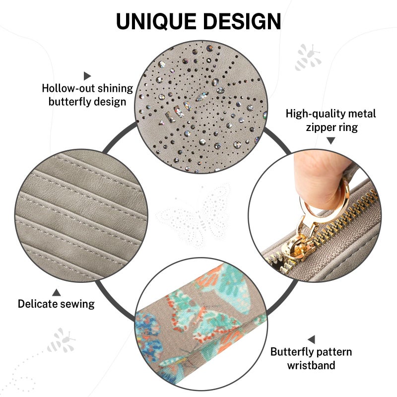 KITEVIUN RFID Wallet Women, Large Capacity Butterfly Cell Phone Clutch Purses Ladies Wristlet Wallets for Women - Image 5