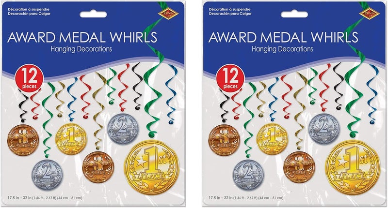 Beistle Award Medal Whirls 24 Piece Sports Party Supplies Hanging Spiral Decorations 175  32 Multicolored - Image 2