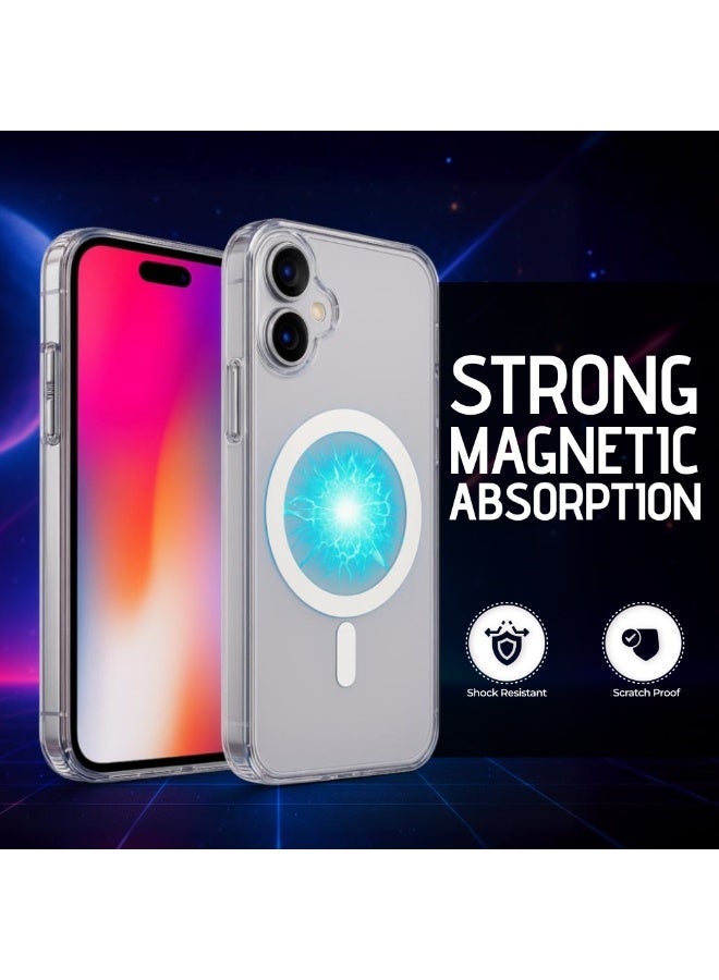 راكسوم غطاء مغناطيسي شفاف لهاتف آيفون 16 بلس | متوافق مع نظام Mag Safe | غطاء خلفي صلب شفاف كريستالي واقٍ هجين | إطار سيليكون مقاوم للصدمات | مقاوم للاصفرار | غطاء شفاف رفيع لهاتف آيفون 16 بلس - Image 2