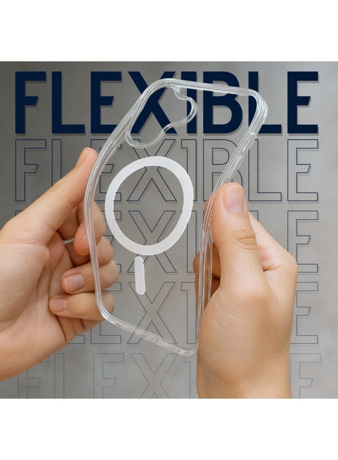 راكسوم غطاء مغناطيسي شفاف لهاتف آيفون 16 بلس | متوافق مع نظام Mag Safe | غطاء خلفي صلب شفاف كريستالي واقٍ هجين | إطار سيليكون مقاوم للصدمات | مقاوم للاصفرار | غطاء شفاف رفيع لهاتف آيفون 16 بلس - Image 5