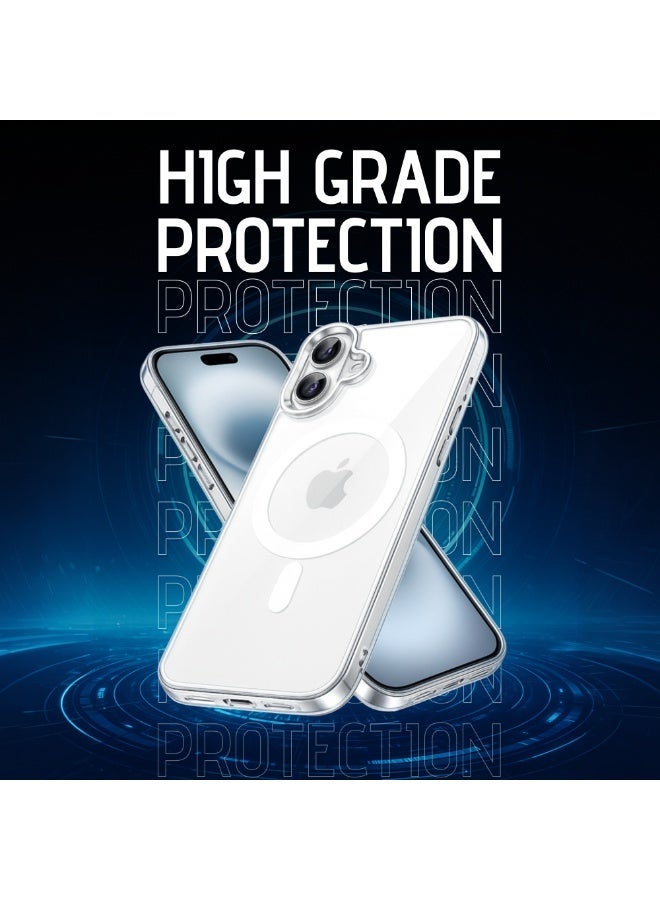 راكسوم غطاء مغناطيسي شفاف لهاتف آيفون 16 بلس | متوافق مع نظام Mag Safe | غطاء خلفي صلب شفاف كريستالي واقٍ هجين | إطار سيليكون مقاوم للصدمات | مقاوم للاصفرار | غطاء شفاف رفيع لهاتف آيفون 16 بلس - Image 3