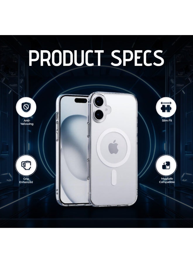 راكسوم غطاء مغناطيسي شفاف لهاتف آيفون 16 بلس | متوافق مع نظام Mag Safe | غطاء خلفي صلب شفاف كريستالي واقٍ هجين | إطار سيليكون مقاوم للصدمات | مقاوم للاصفرار | غطاء شفاف رفيع لهاتف آيفون 16 بلس - Image 4