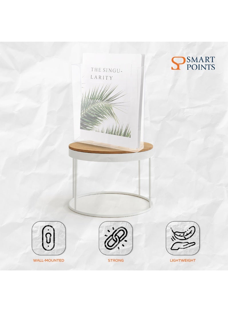 "سمارت بوينتس  " حامل مستندات أكريليك جداري بحجم A4 (4 قطع)   – منظم ملفات ومجلات شفاف مع مسامير للتثبيت – رف عرض جداري (30.5 × 22.9 × 8.1 سم) - Image 3