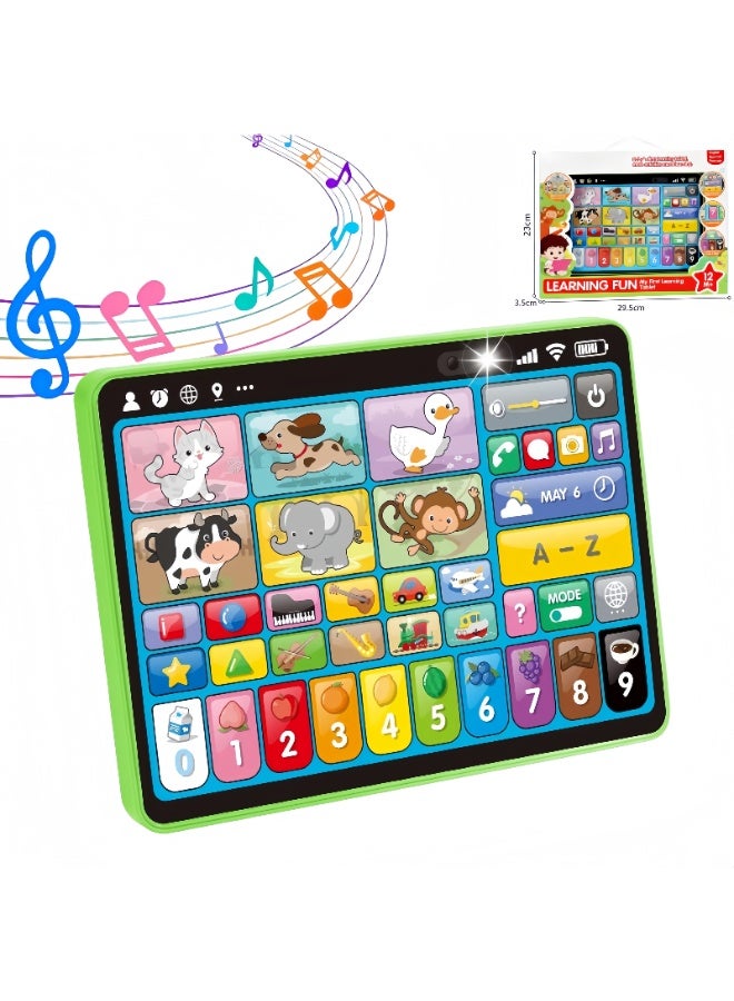 LBMT Early Development Toy for Toddlers with 3 Language(English, French, and Spanish),Learning Tablet with Sounds & Musical,Kids Reading & Writing Toys,Learn and Educational Toys for Ages 1+ Boys Girls (Green) - Image 1