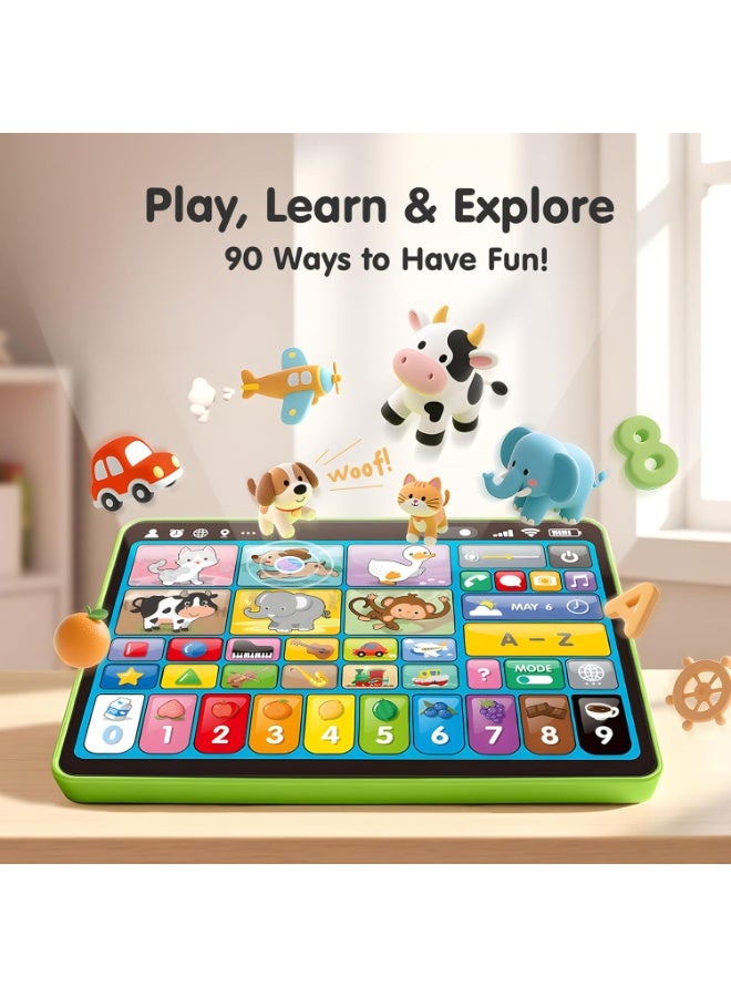 LBMT Early Development Toy for Toddlers with 3 Language(English, French, and Spanish),Learning Tablet with Sounds & Musical,Kids Reading & Writing Toys,Learn and Educational Toys for Ages 1+ Boys Girls (Green) - Image 2