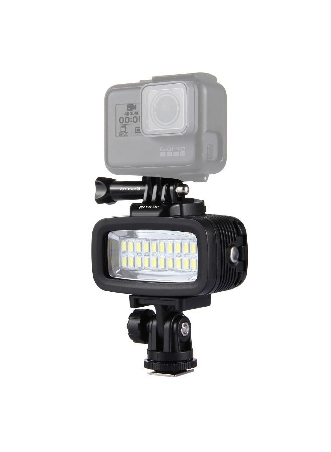 بولوز PULUZ ضوء LED لـ GoPro - مقاوم للماء IPX8 حتى 40 مترًا، 20 مصباح LED، يشمل مرشحين لونيين، قاعدة تركيب ساخنة & برغي تحرير سريع PU217 - Image 2