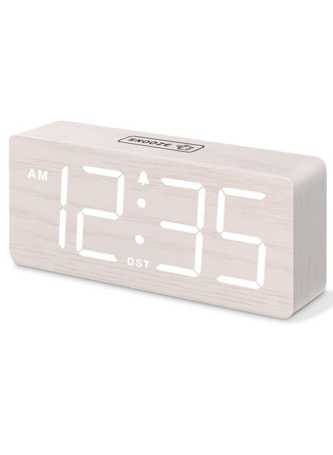 DreamSky Wooden Digital Alarm Clock for Bedroom - Desk Clock for Living Room with Large Numbers, Dimmer, Loud Alarm for Heavy Sleepers with Volume Control, DST, Office Wood Decor (Adapter Powered) - Image 1