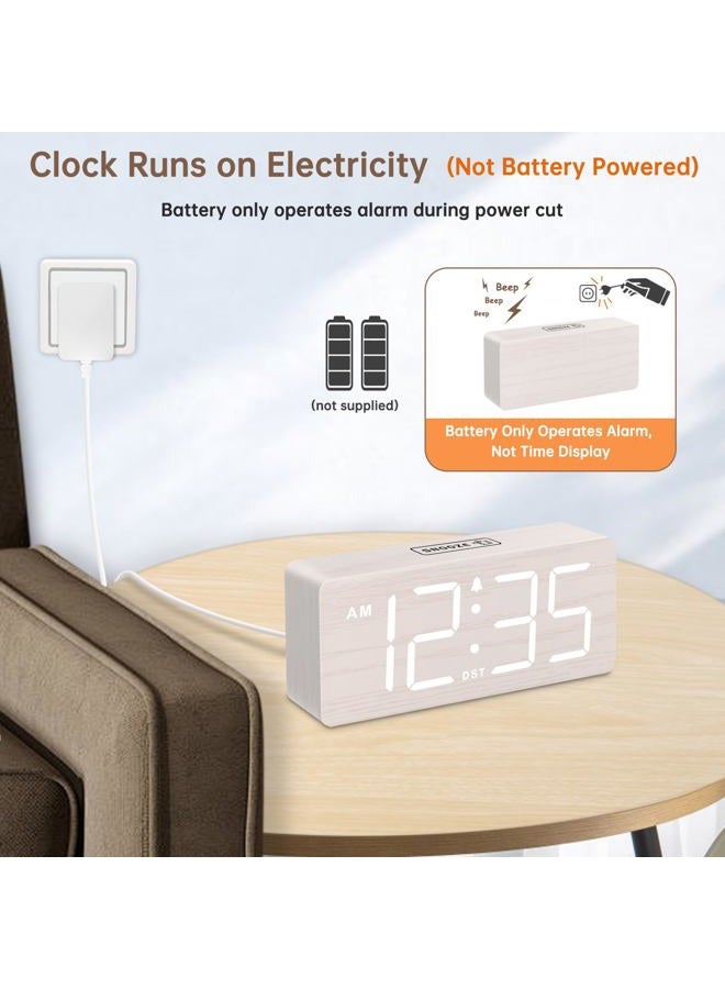 DreamSky Wooden Digital Alarm Clock for Bedroom - Desk Clock for Living Room with Large Numbers, Dimmer, Loud Alarm for Heavy Sleepers with Volume Control, DST, Office Wood Decor (Adapter Powered) - Image 2