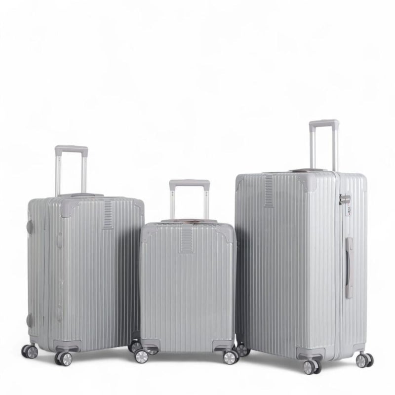 Aviator Stylish Aluminum Design Hardside Luggage Set - 3 Pieces Ultra-Protective - 360 Degree Dual Covers - Image 1