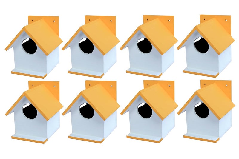 HELLONZ Bird House for Sparrow, Budgies & Finches with Air Ventilation and Mounting Hook (Pack of 8) (Orange) - Image 1
