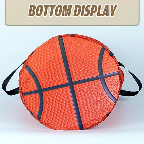 NUTAINLA Basketball Texture Laundry Basket Ball Foldable Waterproof Oxford Cloth Funny Tote Bag Laundry Hamper Clothes Storage Bucket Toy Organizer For Bathroom/Laundry Storage/Bedroom 17.7x13.7 Inch - Image 4