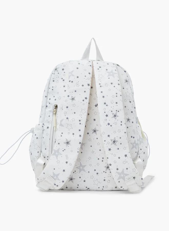 ستايلي Girls Star Print Backpack with Zip Closure