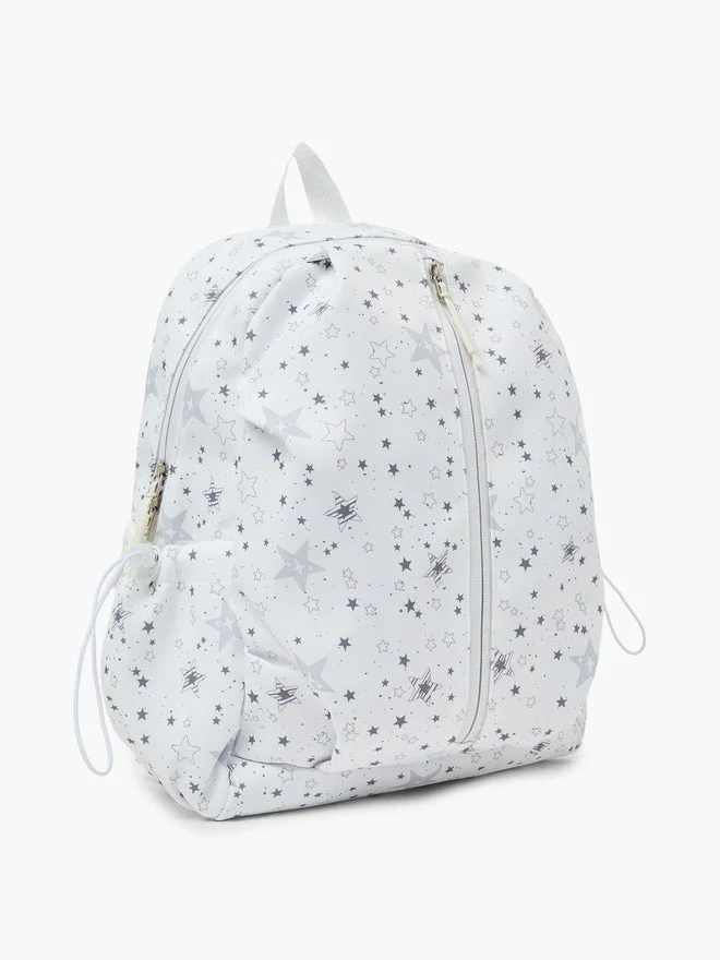 Styli Styli Girls Star Print Backpack with Zip Closure