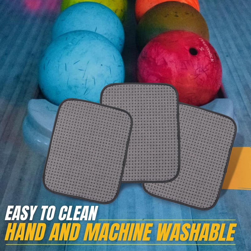 TonGass (3-Pack Microfiber Bowling Ball Towel - 10 Inches x 8 Inches Premium Quality Bowling Ball Shammy Pad with Easy-Grip Dots - Clean Bowling Ball from Dirt and Oil to Improve Grip and Precision - Image 5