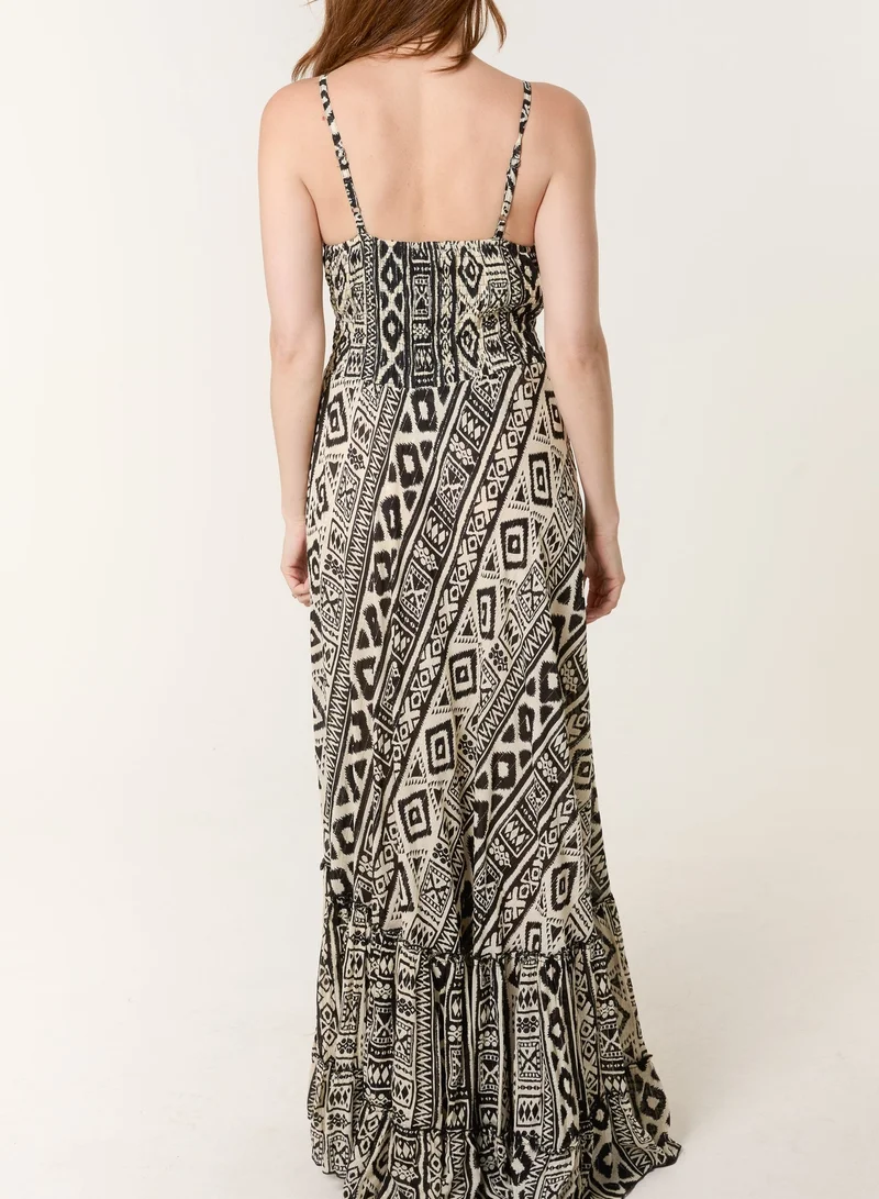 بلو فانيلا فستان ماكسي كامي بحافة مكشكشة