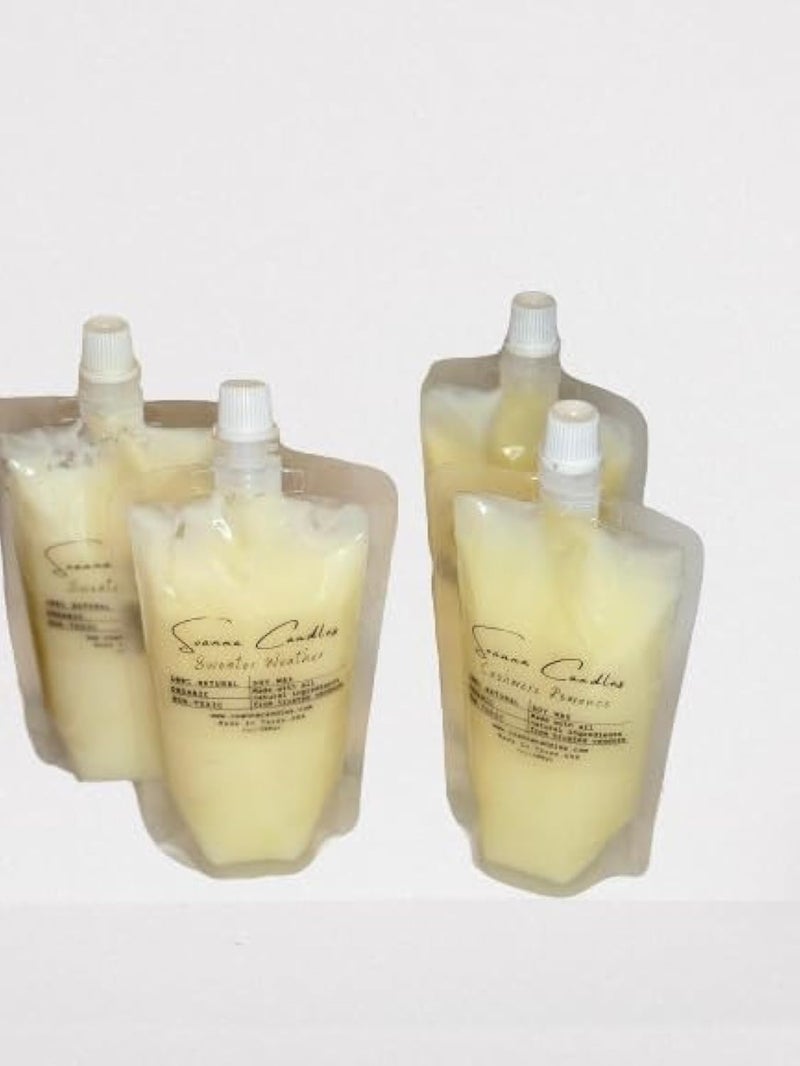 7.5oz Set of 2 Squeezable Wax melt (Cashmere Romance, Sweater Weather) Highly Fragrant, Long Burning, Clean Burn. Scented Candles, squeezable, Hand Crafted, Homemade, Perfect for Wax Warmers