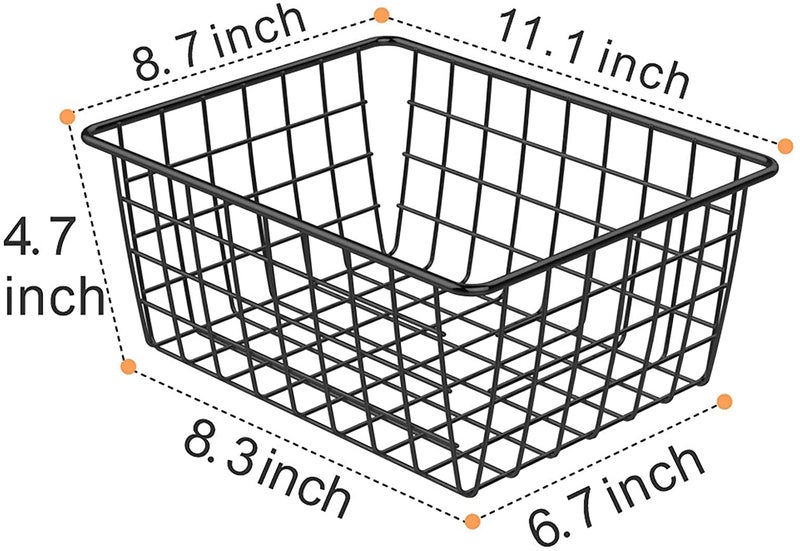 Kiwilon Multi-Purpose Basket For Storage I Fruit Basket For Dining Table I Wire Fruit Basket I Gift Hamper Basket I Pantry Organizers And Storage For Kitchen ( 11.1 X 8.7 X 4.7 Inch ) (Black) - Image 3
