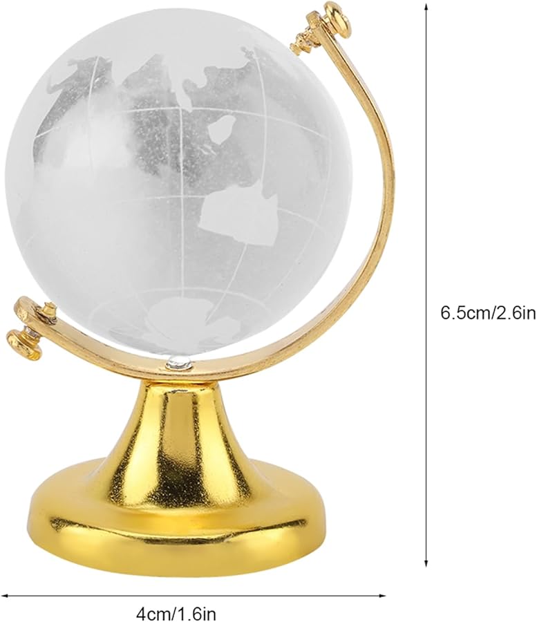 كرة زجاجية كريستالية ذهبية كروية خريطة العالم ديكور للمنزل أو المكتب هدية - Image 3