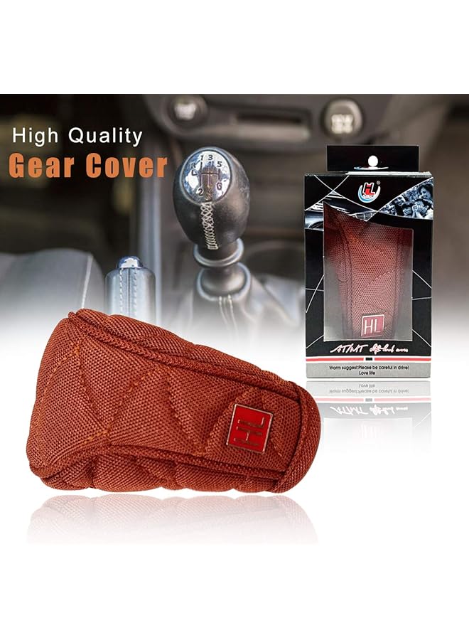 أتش أل غطاء مقبض ناقل الحركة للسيارة من القماش عالي الجودة، لون بني عالمي، مناسب لناقل الحركة اليدوي - Image 2