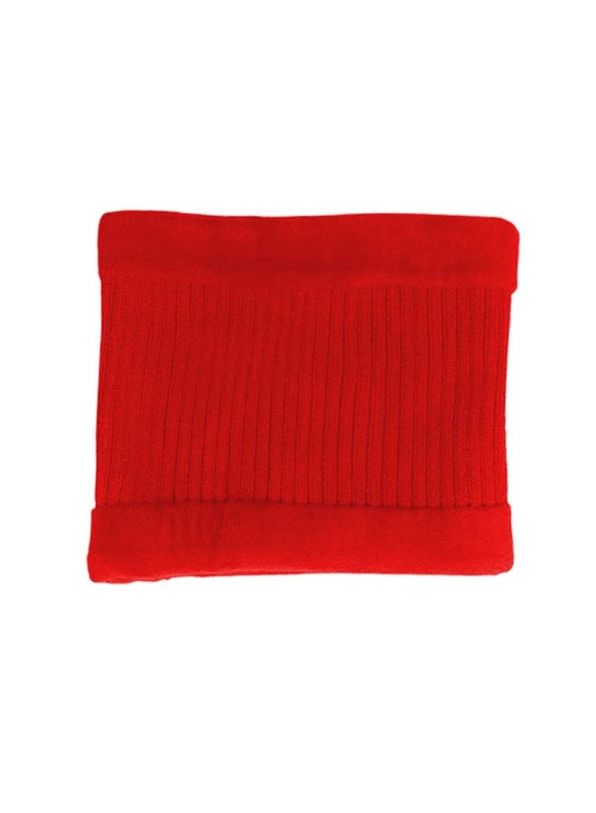 V3E Girl's Winter Warm Knitted Faux Fur Pom Pom Cat Cap & Fleece Scarf Set (Red) - Image 3