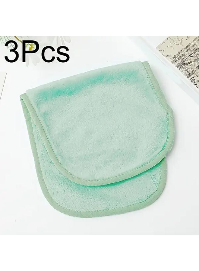 3pcs Green Facial Cleansing Towels 7.87x15.75 Inch Makeup Remover Cloths for Home Salon Spa - Image 1