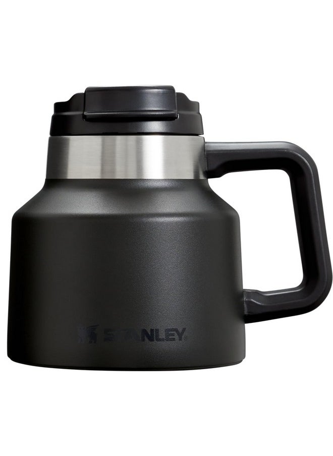 Stanley - Stanley Tough-To-Tip Admiral's Mug 20 oz | Twist-on Flip Open Lid | Wide Body with Non-Skid Rubber Base | Insulated Stainless Steel Coffee Cup | BPA-Free | Black 2.0 - Image 1
