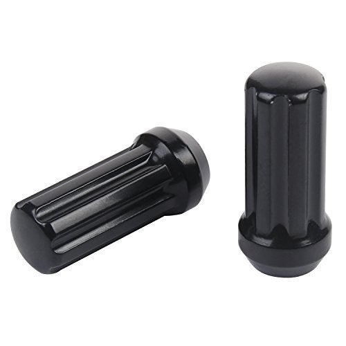 ZY Wheel 14mm x 1.5 Thread Size 51mm Long Set of 24pcs Small Diameter 7 Spline Drive Black Lug Nuts Closed End with 2 Keys - Image 2