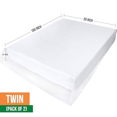 Utopia Home Twin Size Mattress Cover for Moving (2 Pack), 2 Mil Thick Plastic Mattress Bag for Disposal, Mattress Encasement Fits Mattresses up to 14 Inches, Mattress Bags for Moving - Image 2