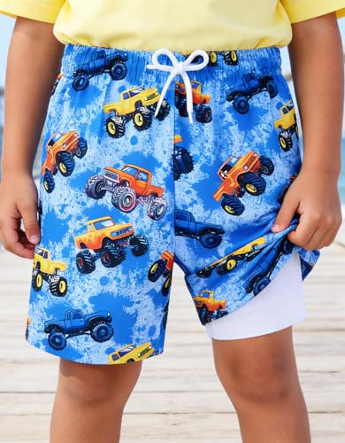 ZenGents Toddler Boys Swim Trunks Swim Shorts Little Boys Bathing Suit 4T Swimsuit Boy Swimwear Quick Dry Swimming Trunks Monster Truck - Image 2