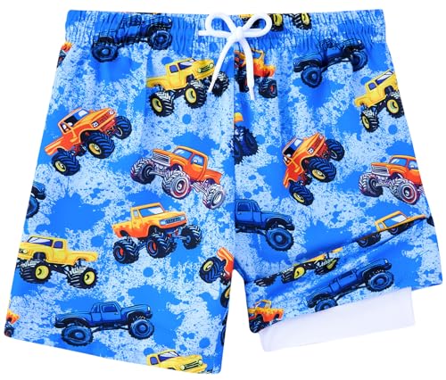 ZenGents Toddler Boys Swim Trunks Swim Shorts Little Boys Bathing Suit 4T Swimsuit Boy Swimwear Quick Dry Swimming Trunks Monster Truck - Image 1