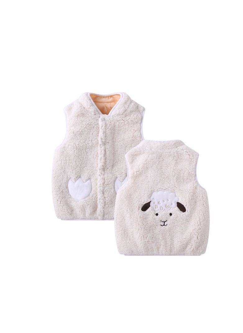 Loquat Autumn And Winter Unhooded Imitation Lamb Plush Vest For Children's Vest 