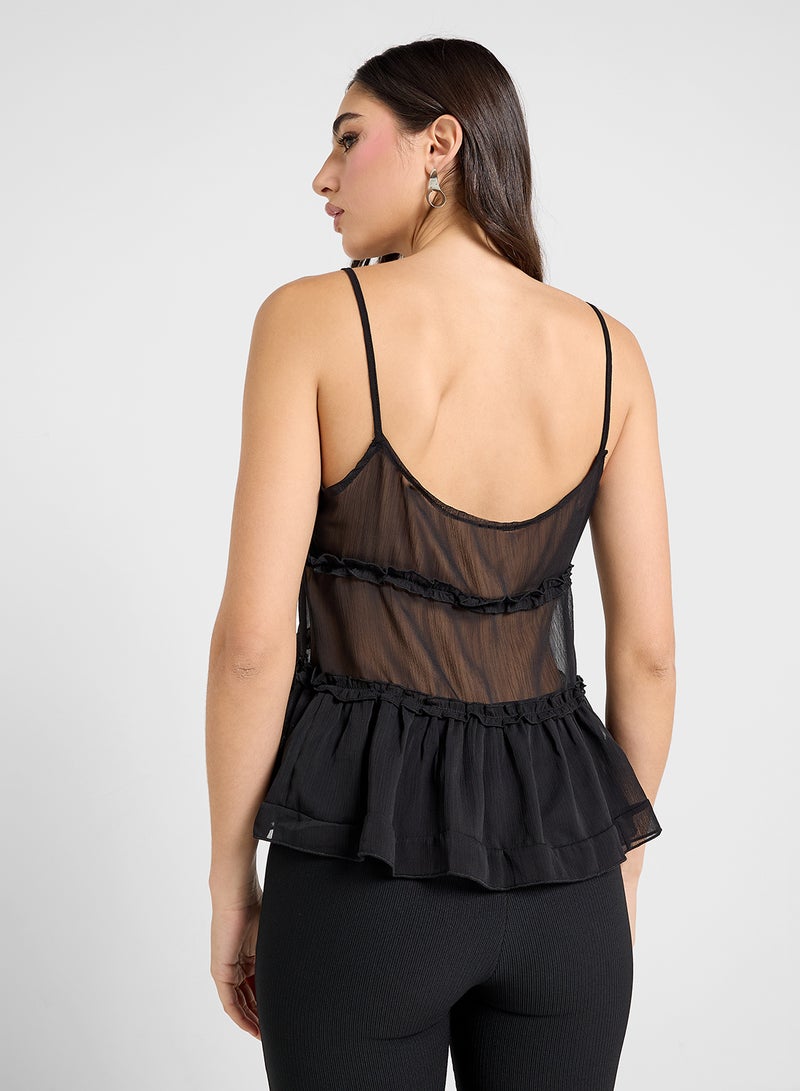 جينجر بلوزة كامي بطبقات وتفاصيل كشكش شفافة - Image 2