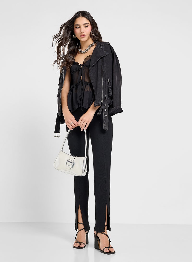 جينجر بلوزة كامي بطبقات وتفاصيل كشكش شفافة - Image 4