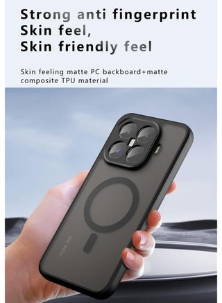 Magnetic Case for Xiaomi 15T Pro [Support Wireless Charging] Frosted Matte Translucent Black Case Anti-Yellowing Airbag Protection PC+TPU Shockproof Cover - view 2