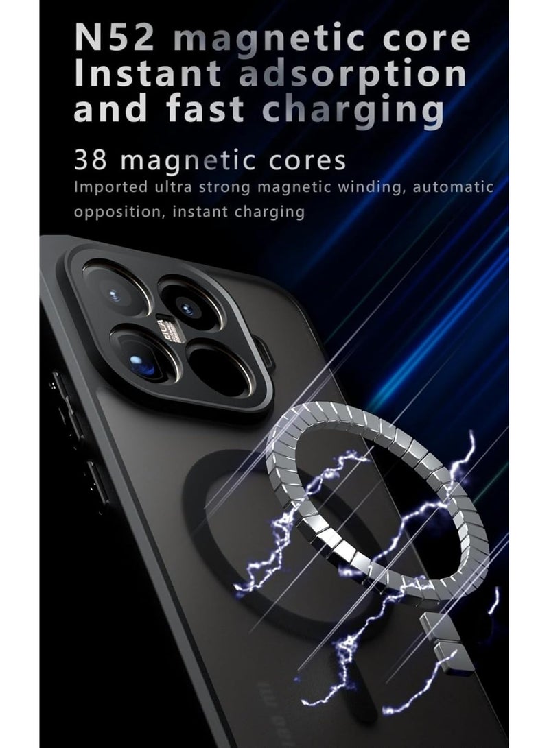 Magnetic Case for Xiaomi 15T Pro [Support Wireless Charging] Frosted Matte Translucent Black Case Anti-Yellowing Airbag Protection PC+TPU Shockproof Cover - view 3