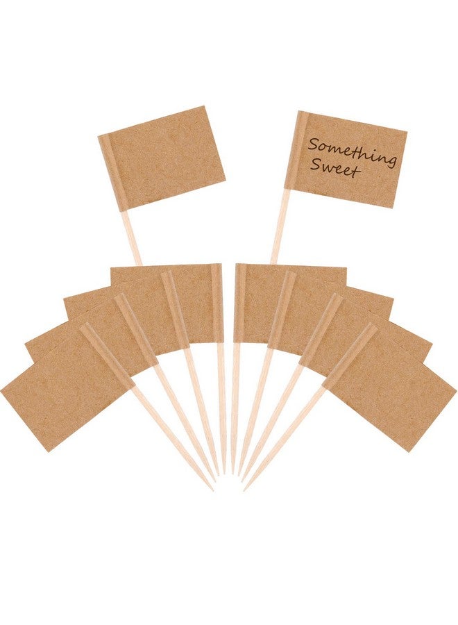 Pangda Pangda 100 Pieces Blank Toothpick Flags Cheese Markers Food Labels for Party Buffet Cheese Labels for Charcuterie Board Food Board Accessories Flag Toothpicks for Appetizers - Image 1