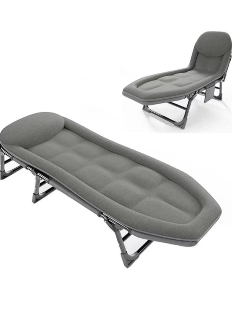 Arabest Senior Folding Bed Single Bed Office Lounge Chair Lunch Bed Napping Folding Bed Accompanying Simple Portable Military Bed-light gray  - Image 1